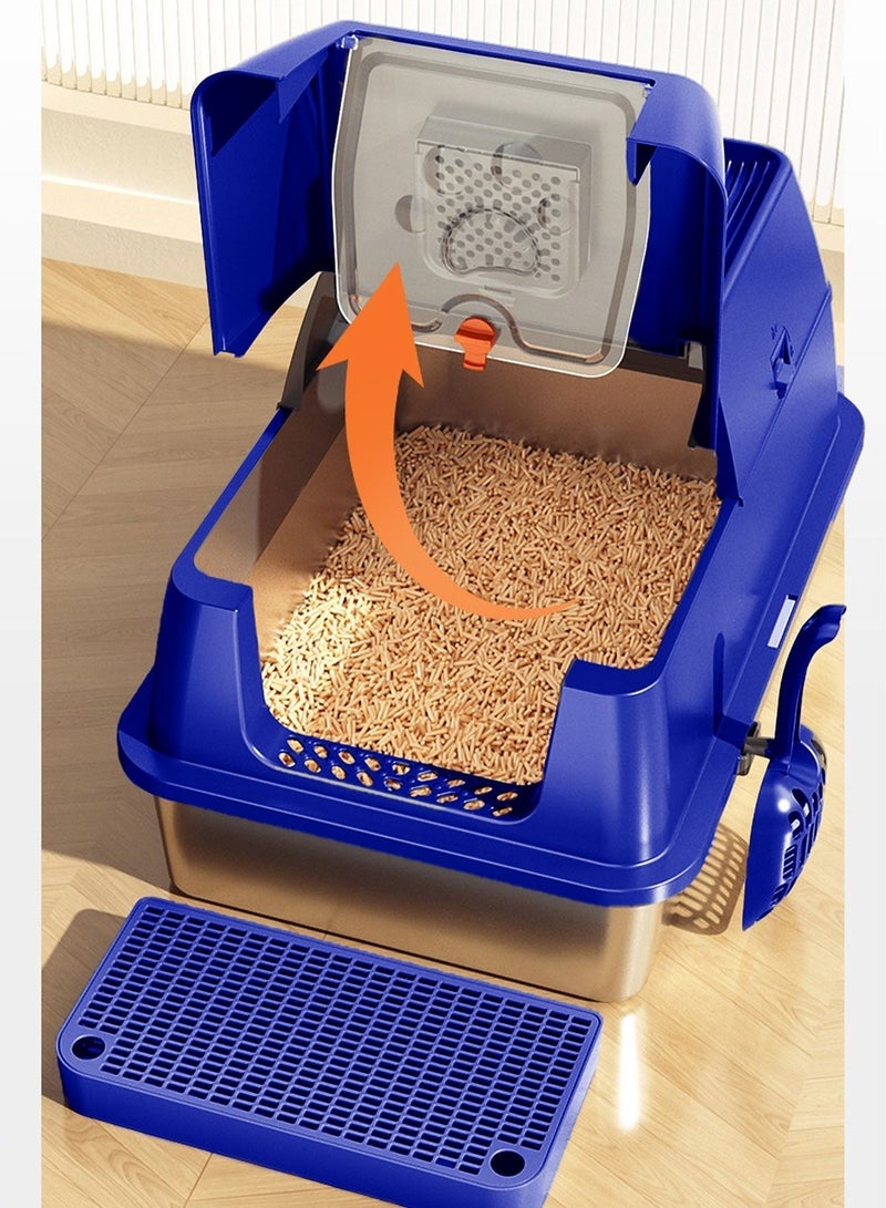 Kidle Semi-enclosed Enclosed Cat Litter Box Semi-enclosed Covered Cat Toilet Large Capacity - Image 2